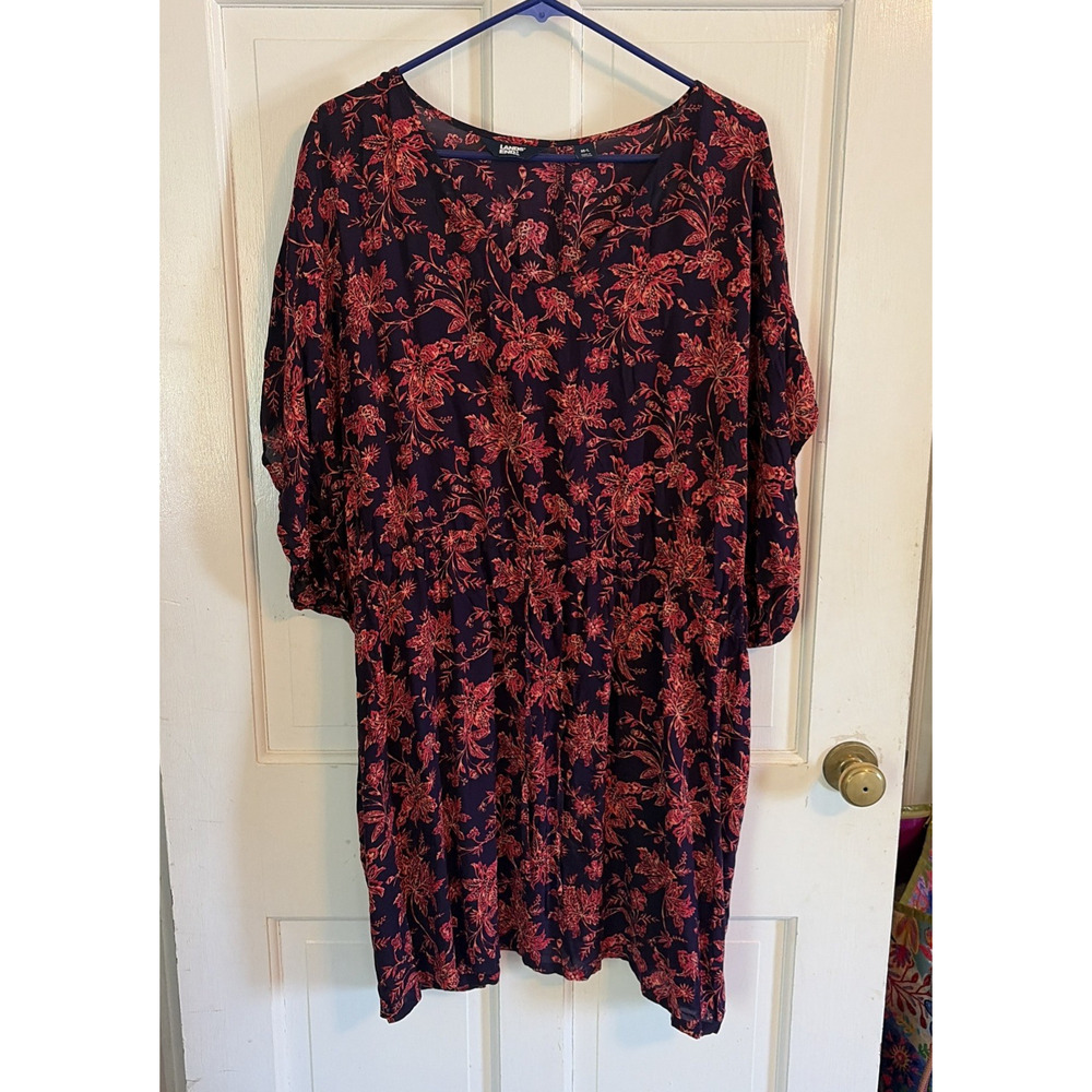 Lands End Women's Royal Blue Orange Swim Cover Up M/L Vacation Beach Floral